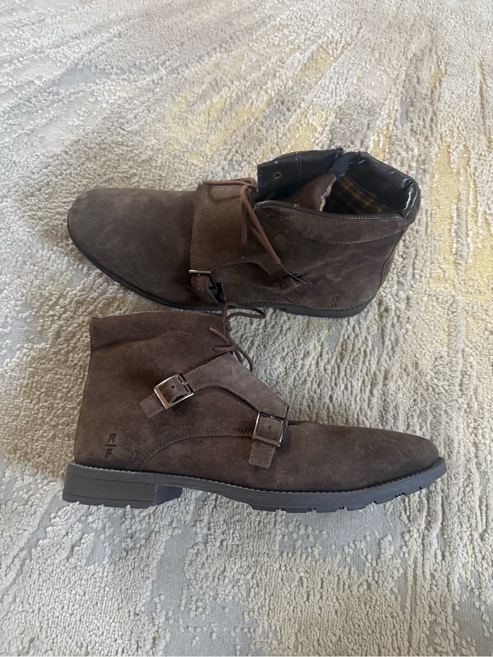 Reserved Footwear chocolate suede leather  Camolin Boot buckle lace up 13
